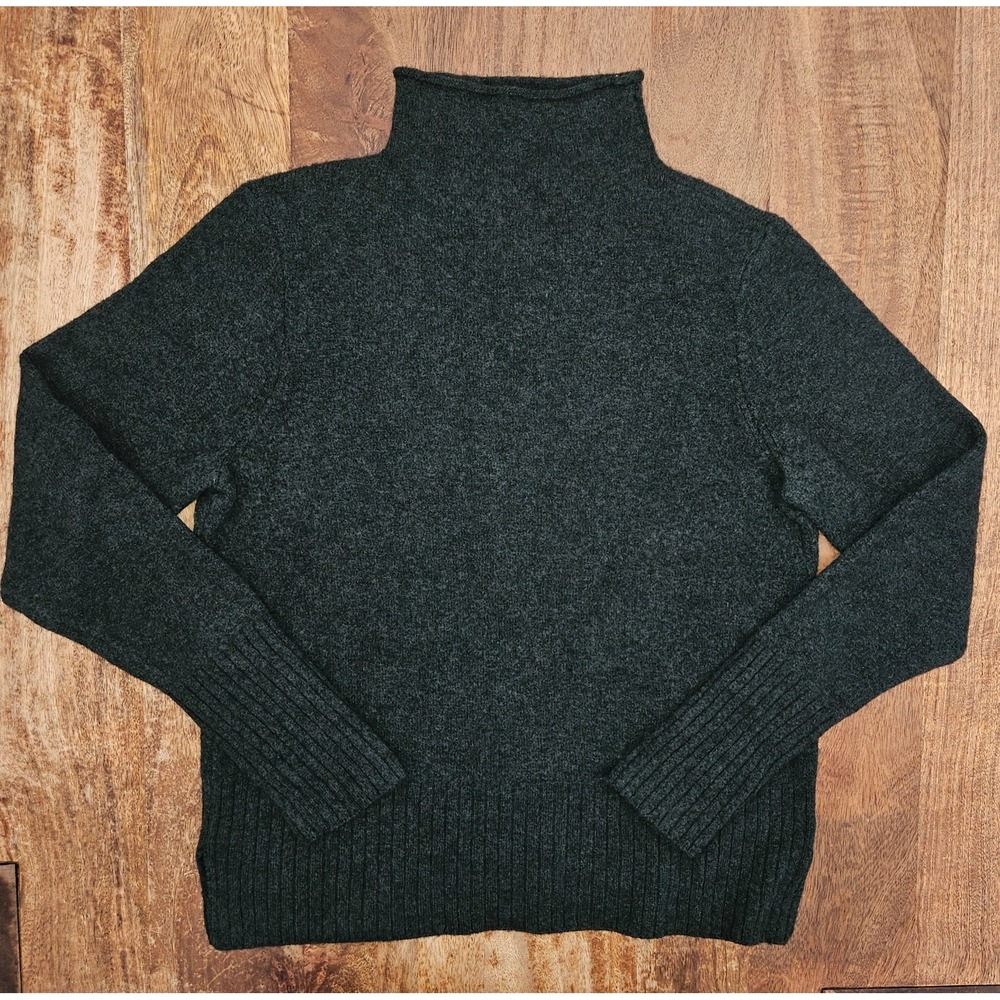 Madewell Mock Neck Sweater Womens XL Green Knit Ribbed Solid Pullover Soft Comfy